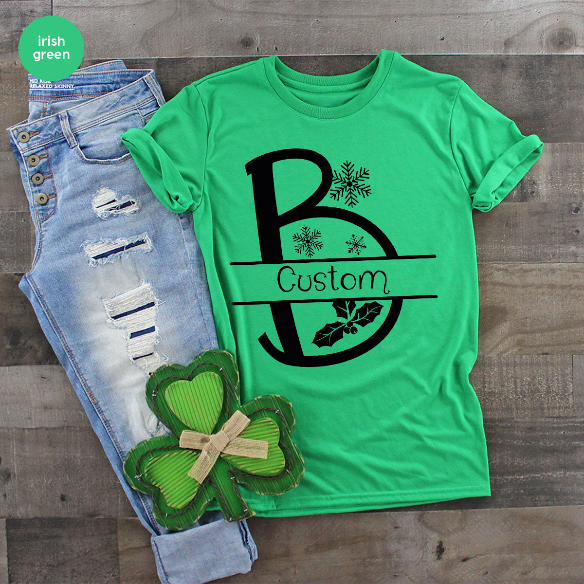 Custom Christmas T-Shirt, White Peach Design Shirt, Christmas Personalized Shirt