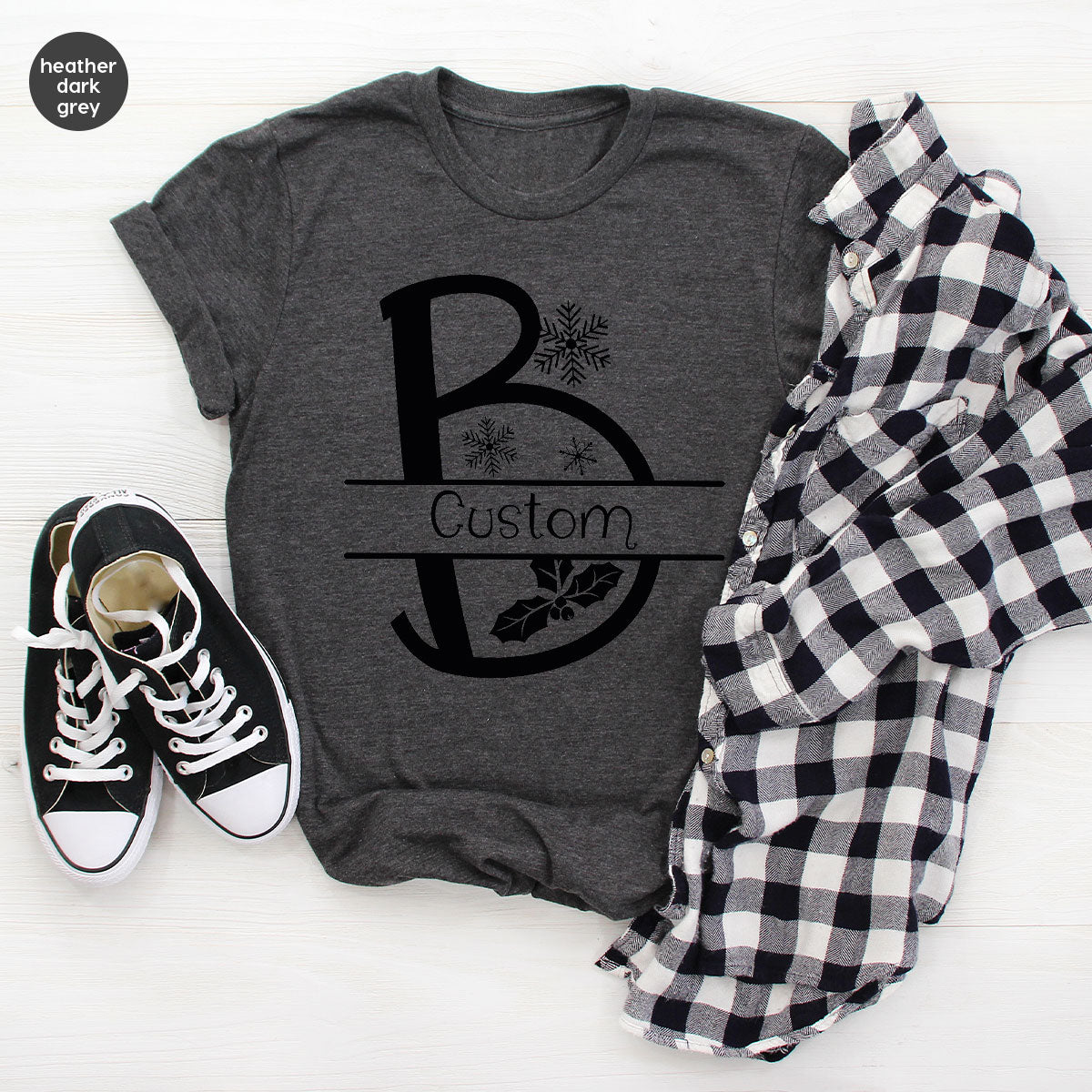 Custom Christmas T-Shirt, White Peach Design Shirt, Christmas Personalized Shirt