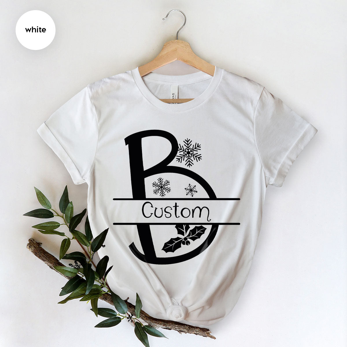 Custom Christmas T-Shirt, White Peach Design Shirt, Christmas Personalized Shirt