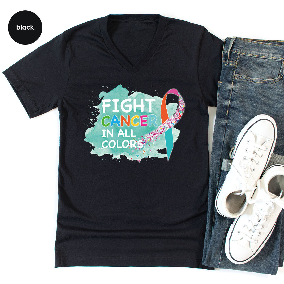 Fight Against Cancer Shirt, Cancer Warrior T-Shirt, Fight Cancer With All Colors Shirt