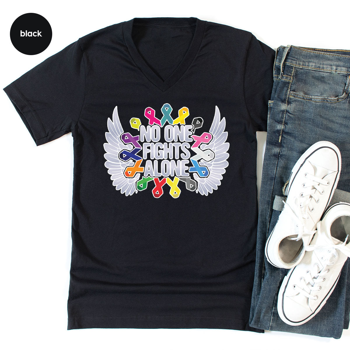 No One Fights Alone Shirt, Cancer Fighter T-Shirt, Cancer Warrior Tee