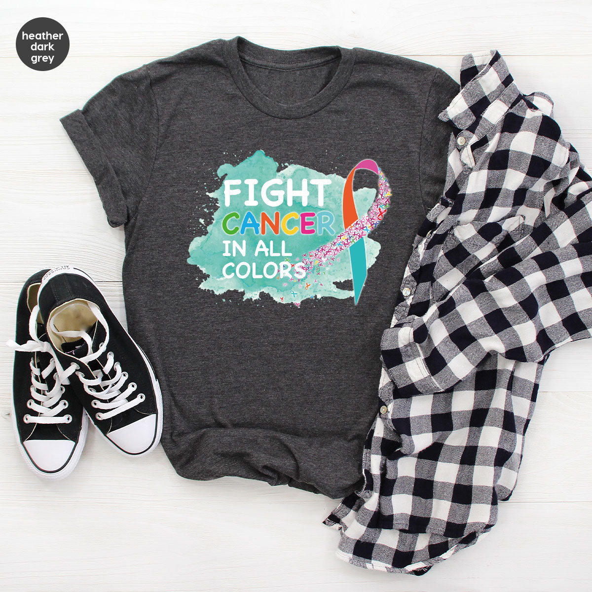 Fight Against Cancer Shirt, Cancer Warrior T-Shirt, Fight Cancer With All Colors Shirt