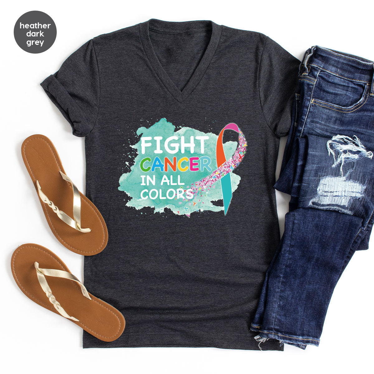 Fight Against Cancer Shirt, Cancer Warrior T-Shirt, Fight Cancer With All Colors Shirt
