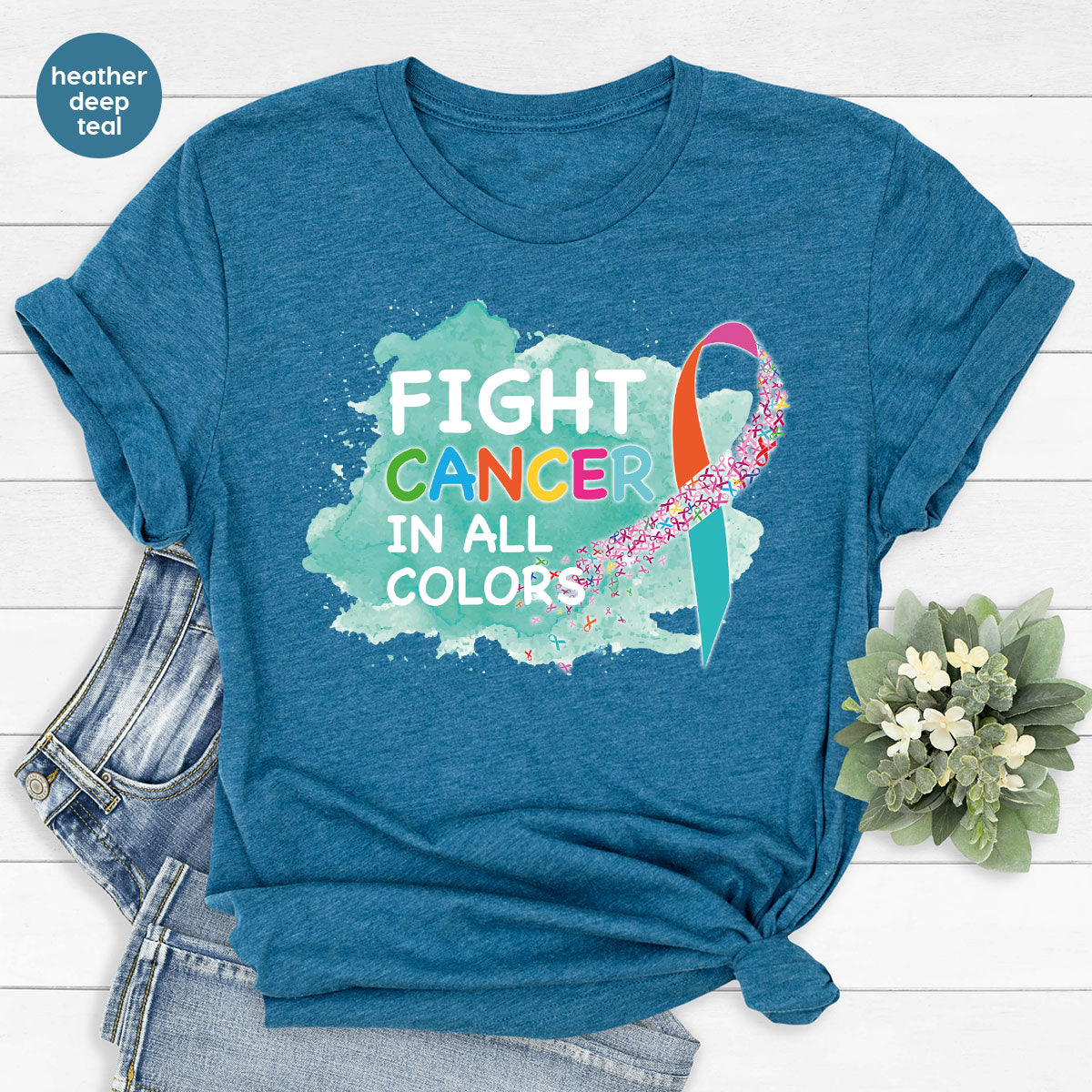 Fight Against Cancer Shirt, Cancer Warrior T-Shirt, Fight Cancer With All Colors Shirt