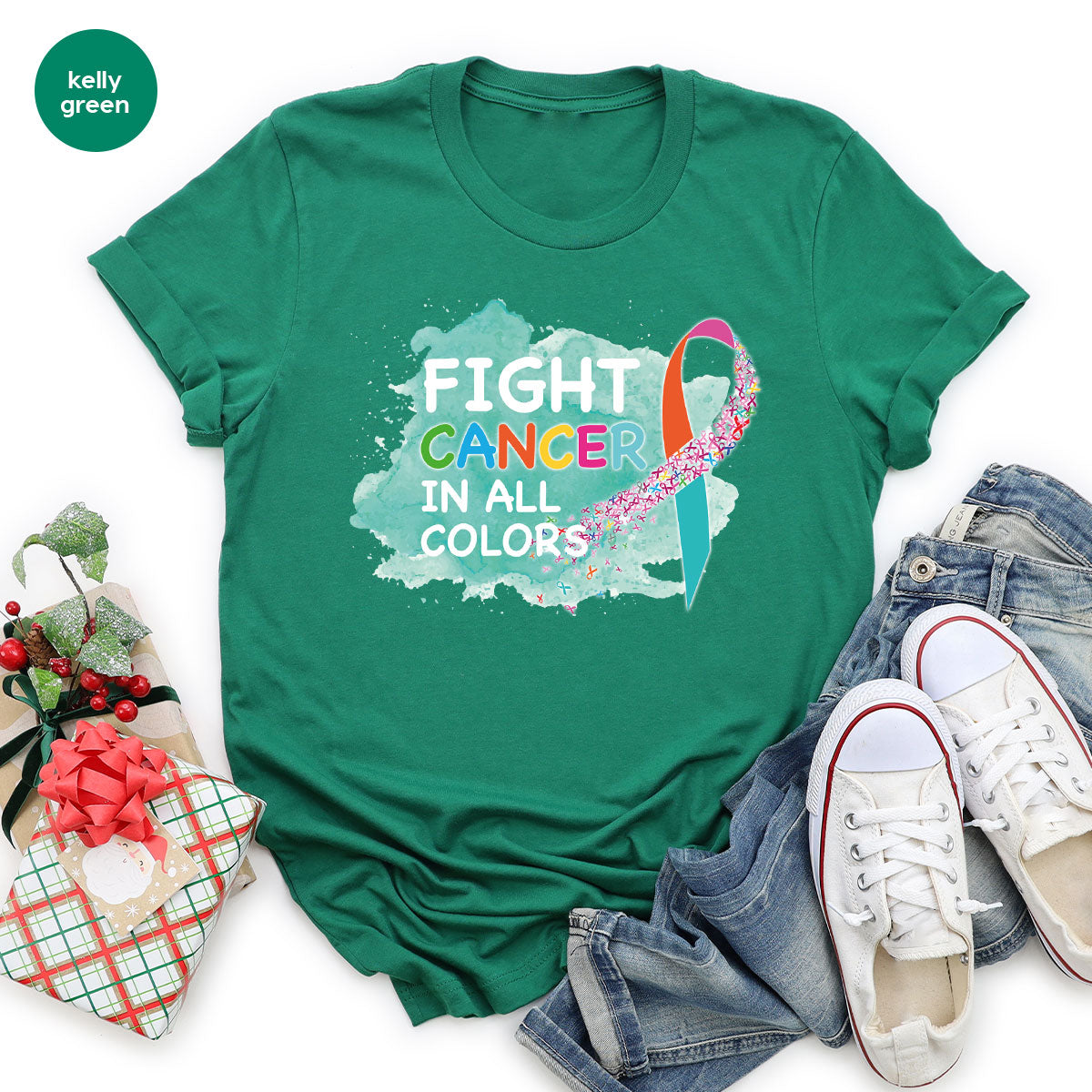 Fight Against Cancer Shirt, Cancer Warrior T-Shirt, Fight Cancer With All Colors Shirt