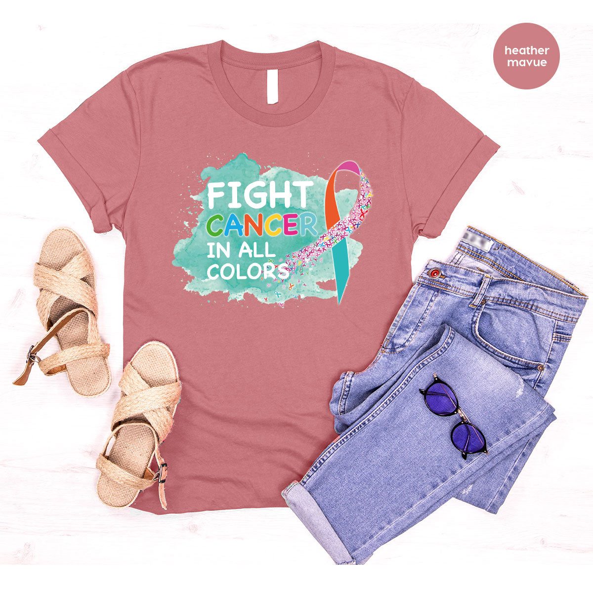 Fight Against Cancer Shirt, Cancer Warrior T-Shirt, Fight Cancer With All Colors Shirt