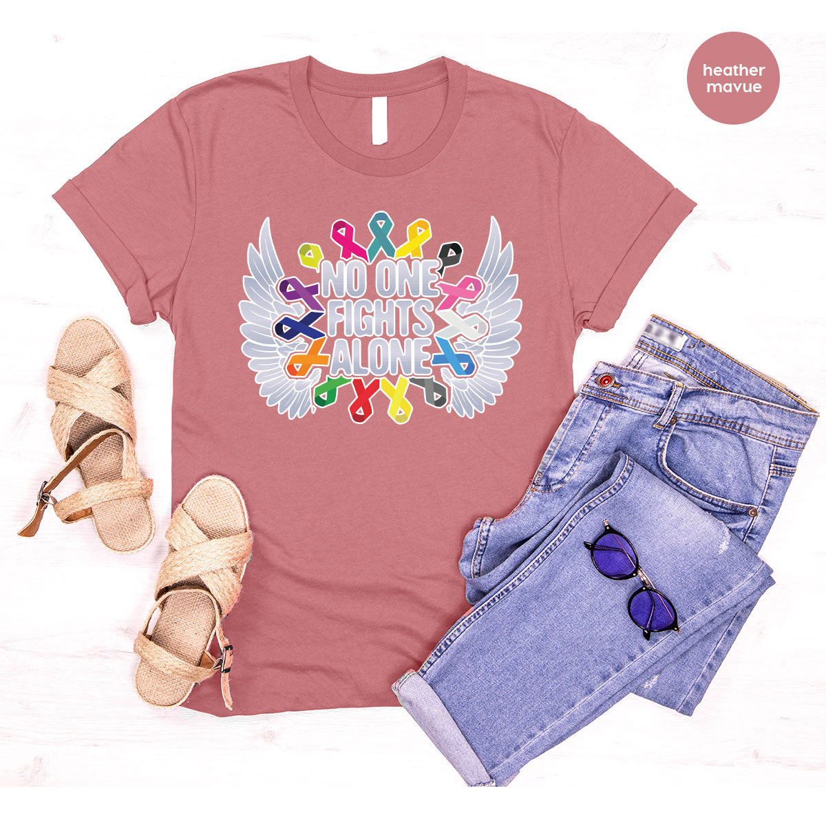 No One Fights Alone Shirt, Cancer Fighter T-Shirt, Cancer Warrior Tee