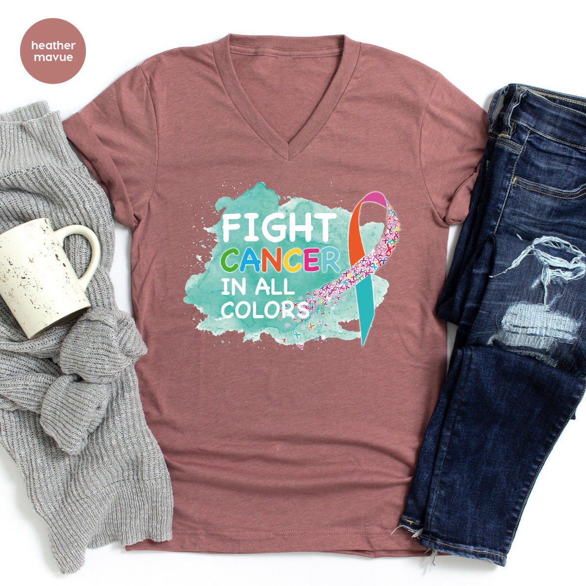 Fight Against Cancer Shirt, Cancer Warrior T-Shirt, Fight Cancer With All Colors Shirt