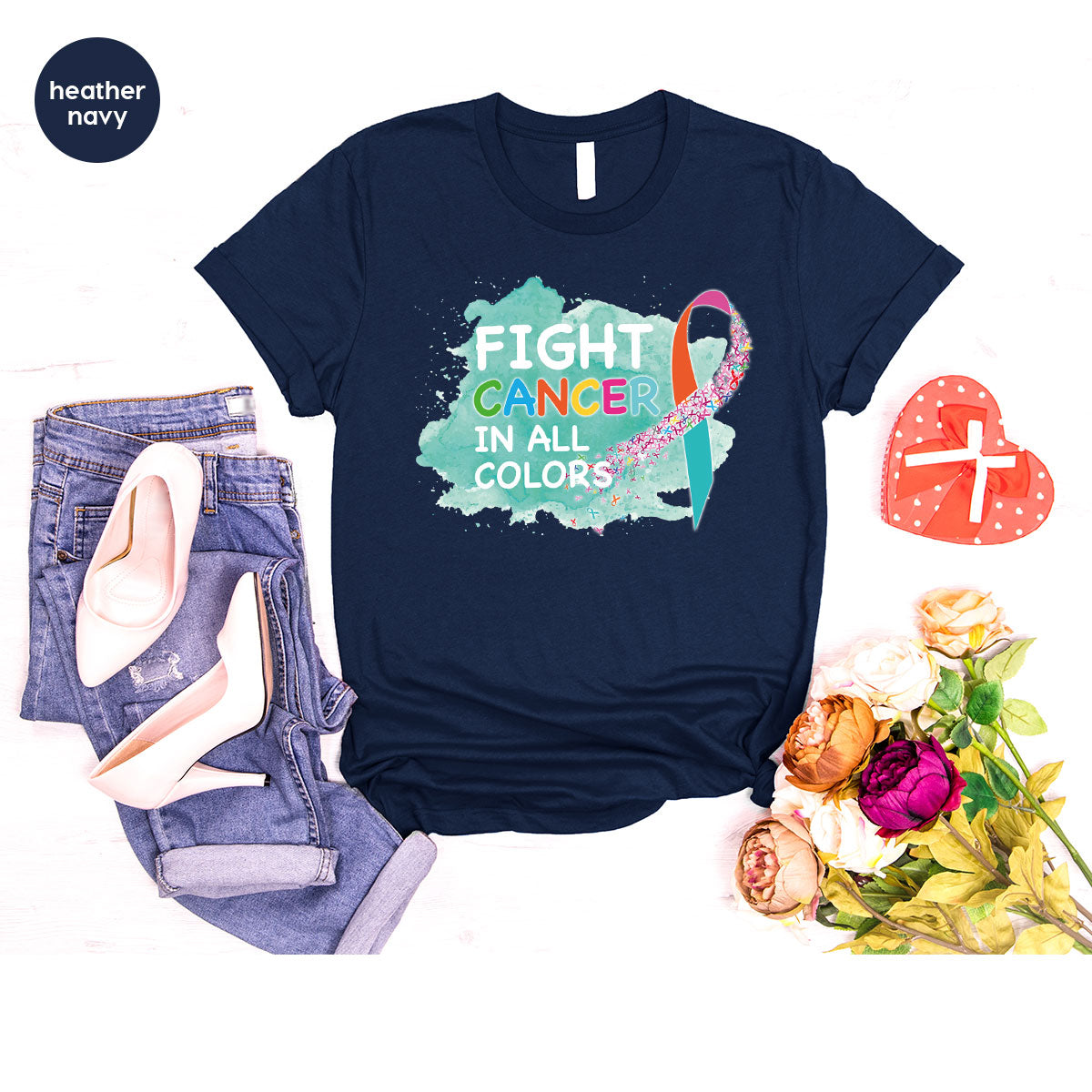 Fight Against Cancer Shirt, Cancer Warrior T-Shirt, Fight Cancer With All Colors Shirt
