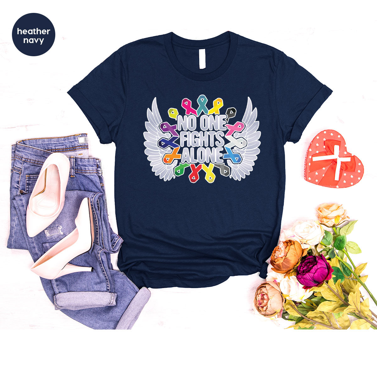 No One Fights Alone Shirt, Cancer Fighter T-Shirt, Cancer Warrior Tee
