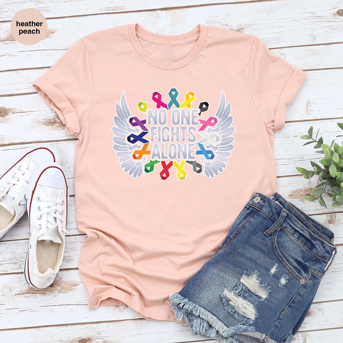 No One Fights Alone Shirt, Cancer Fighter T-Shirt, Cancer Warrior Tee