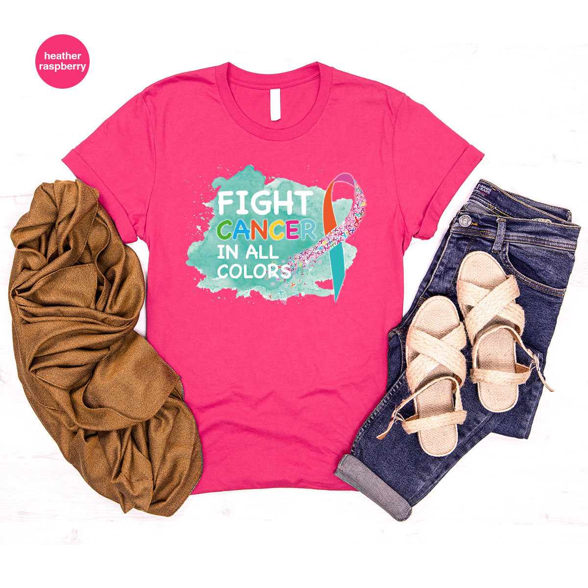 Fight Against Cancer Shirt, Cancer Warrior T-Shirt, Fight Cancer With All Colors Shirt
