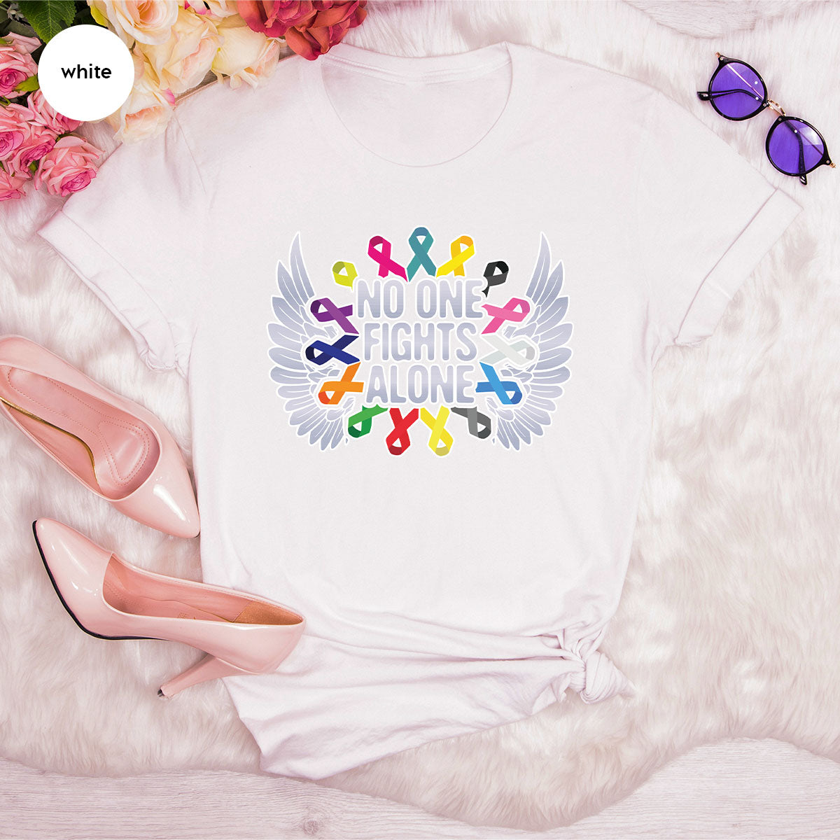 No One Fights Alone Shirt, Cancer Fighter T-Shirt, Cancer Warrior Tee