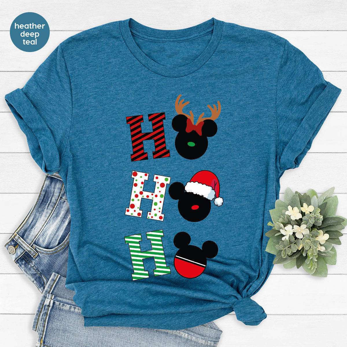 H For Christmas T-Shirt, Christmas Deer Shirt, Funny 2023 Christmas Tee For Family