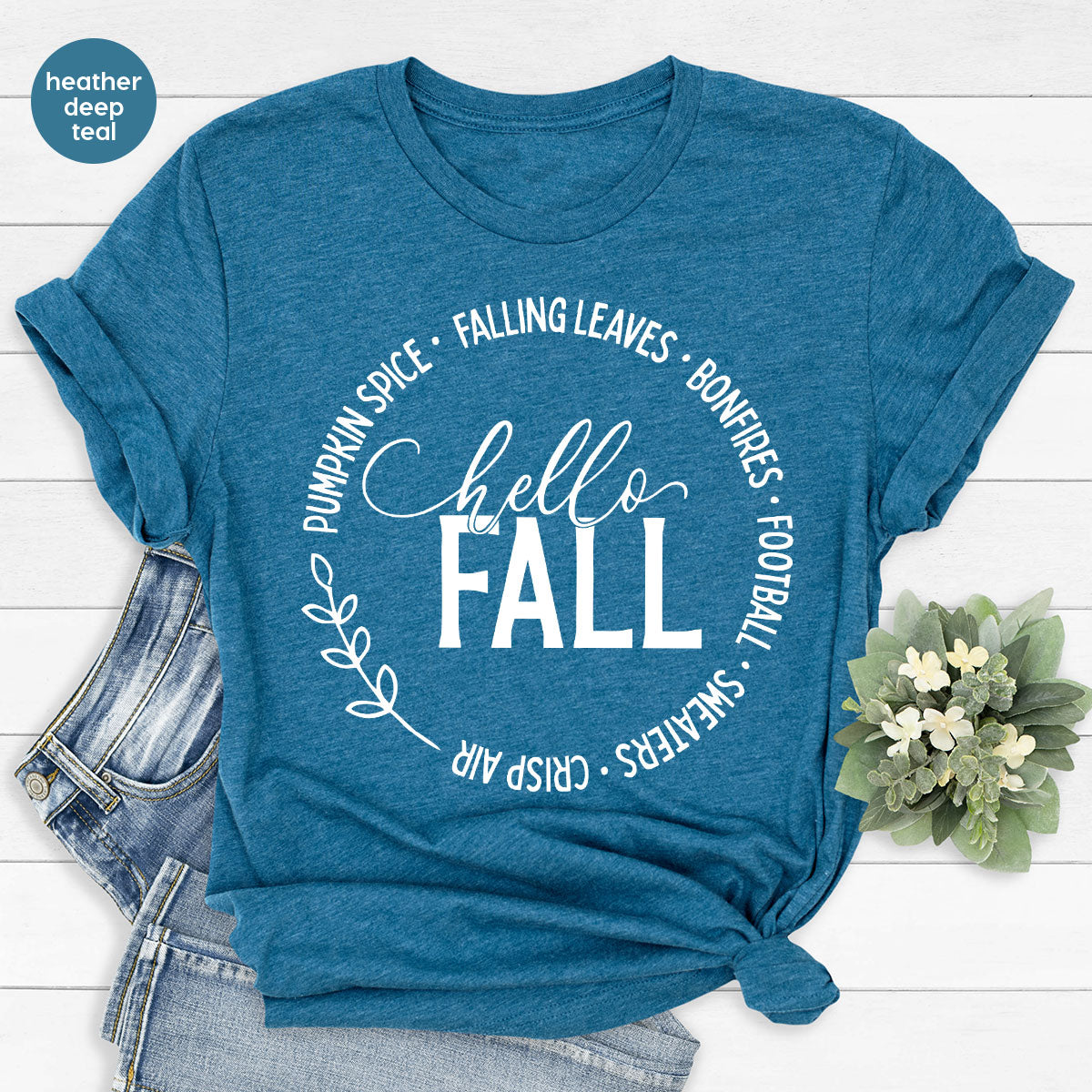 Falling Leaves Shirt, 2022 Pumpkin Season T-Shirt, Pumpkin Spice Shirt, Fall Circle Shirt