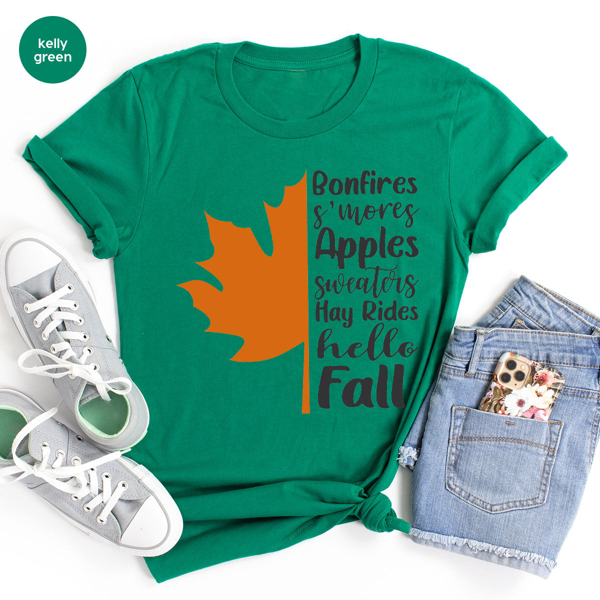 Fall Leaf T-Shirt, 2022 Fall Season Long Sleeve Shirt, Fall Short Sleeve Shirt, Fall Leaf Design