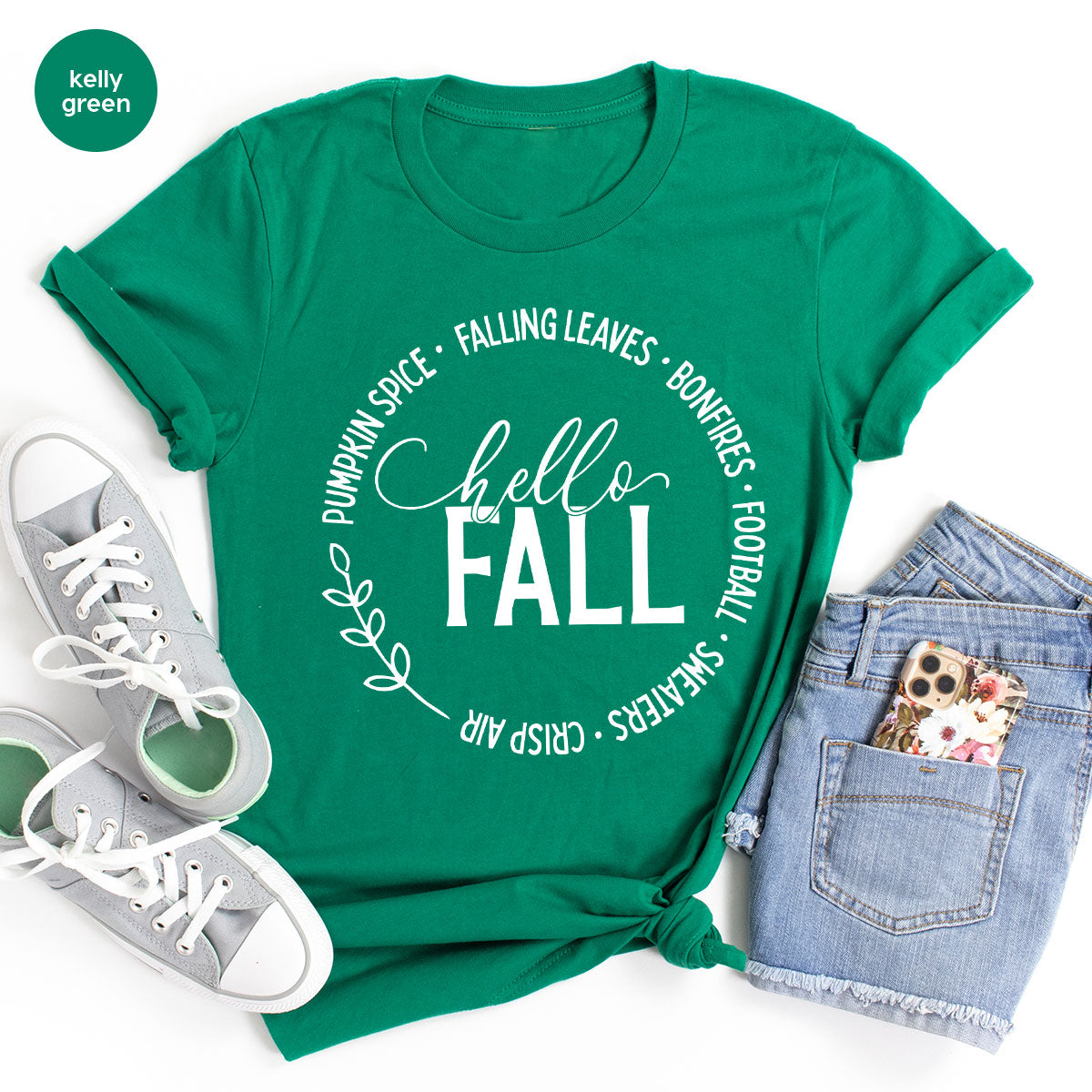 Falling Leaves Shirt, 2022 Pumpkin Season T-Shirt, Pumpkin Spice Shirt, Fall Circle Shirt