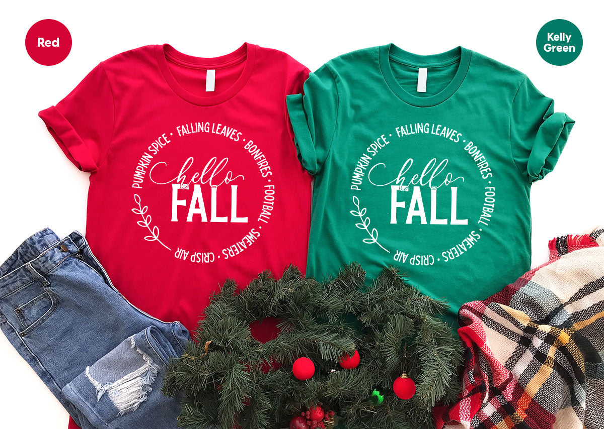 Falling Leaves Shirt, 2022 Pumpkin Season T-Shirt, Pumpkin Spice Shirt, Fall Circle Shirt