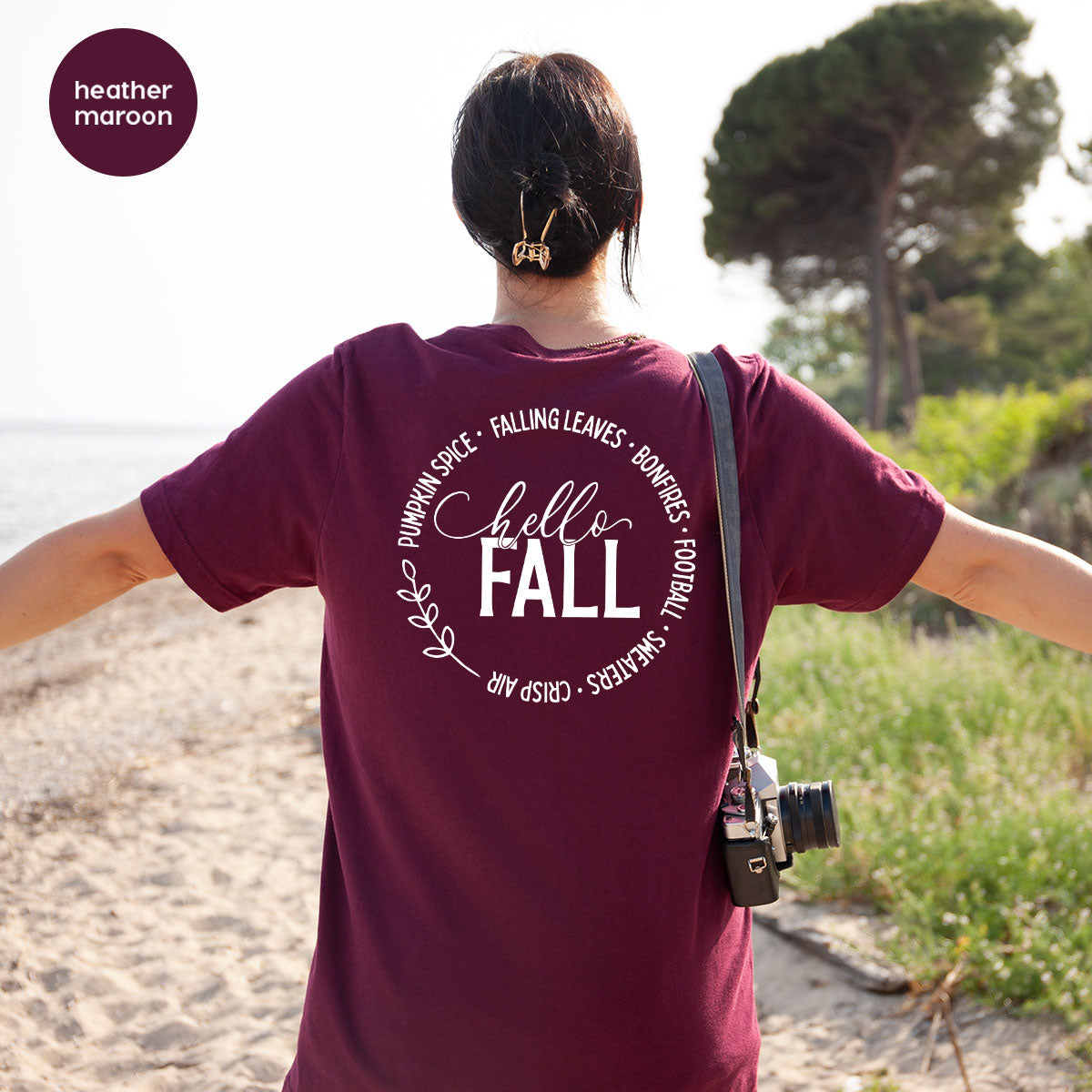 Falling Leaves Shirt, 2022 Pumpkin Season T-Shirt, Pumpkin Spice Shirt, Fall Circle Shirt