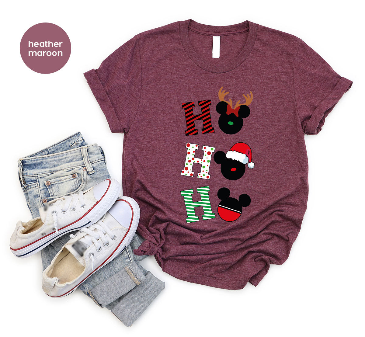 H For Christmas T-Shirt, Christmas Deer Shirt, Funny 2023 Christmas Tee For Family