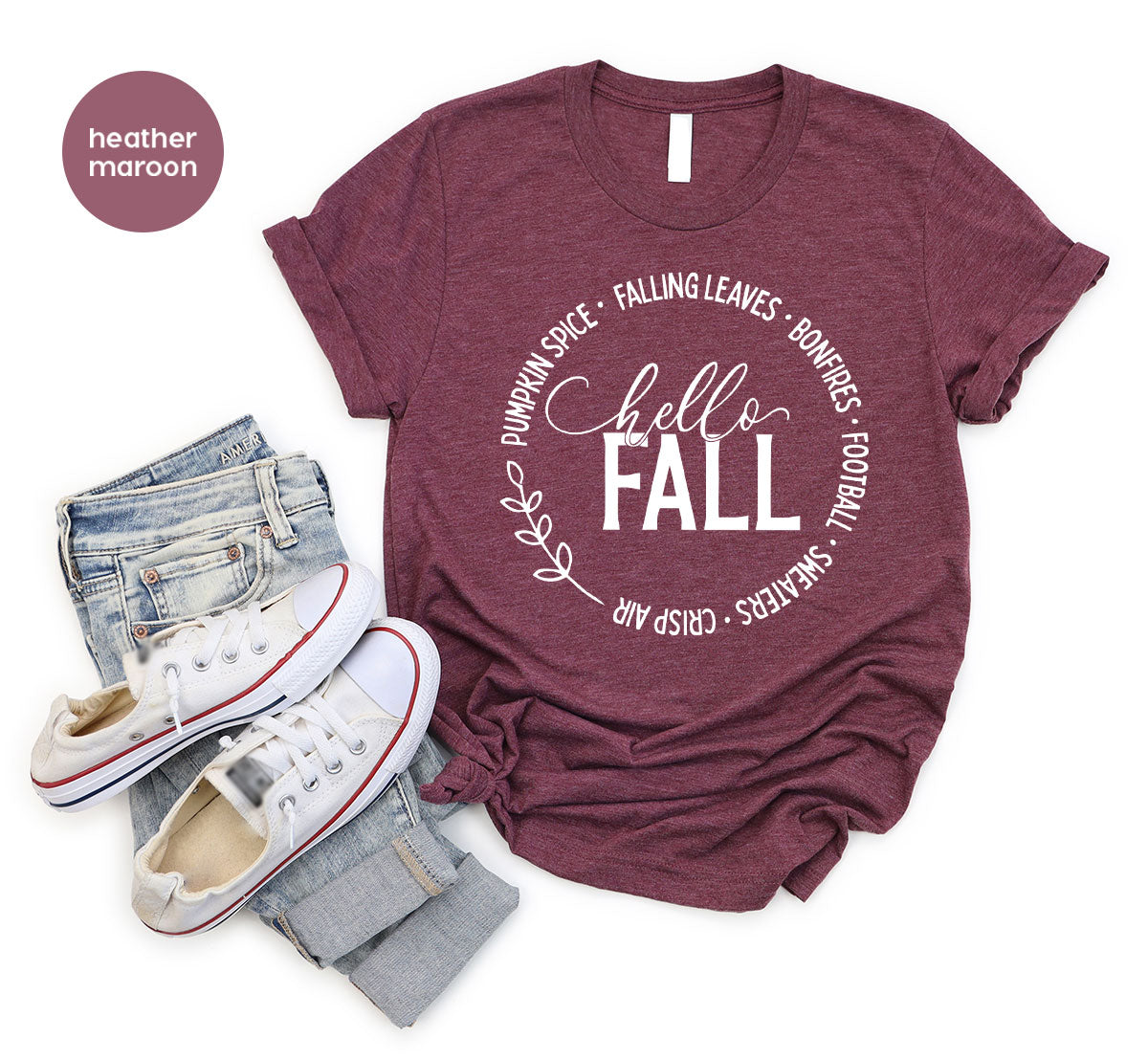 Falling Leaves Shirt, 2022 Pumpkin Season T-Shirt, Pumpkin Spice Shirt, Fall Circle Shirt