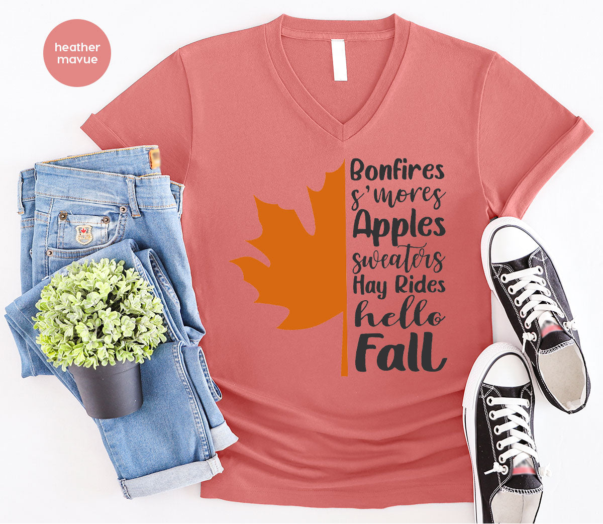 Fall Leaf T-Shirt, 2022 Fall Season Long Sleeve Shirt, Fall Short Sleeve Shirt, Fall Leaf Design