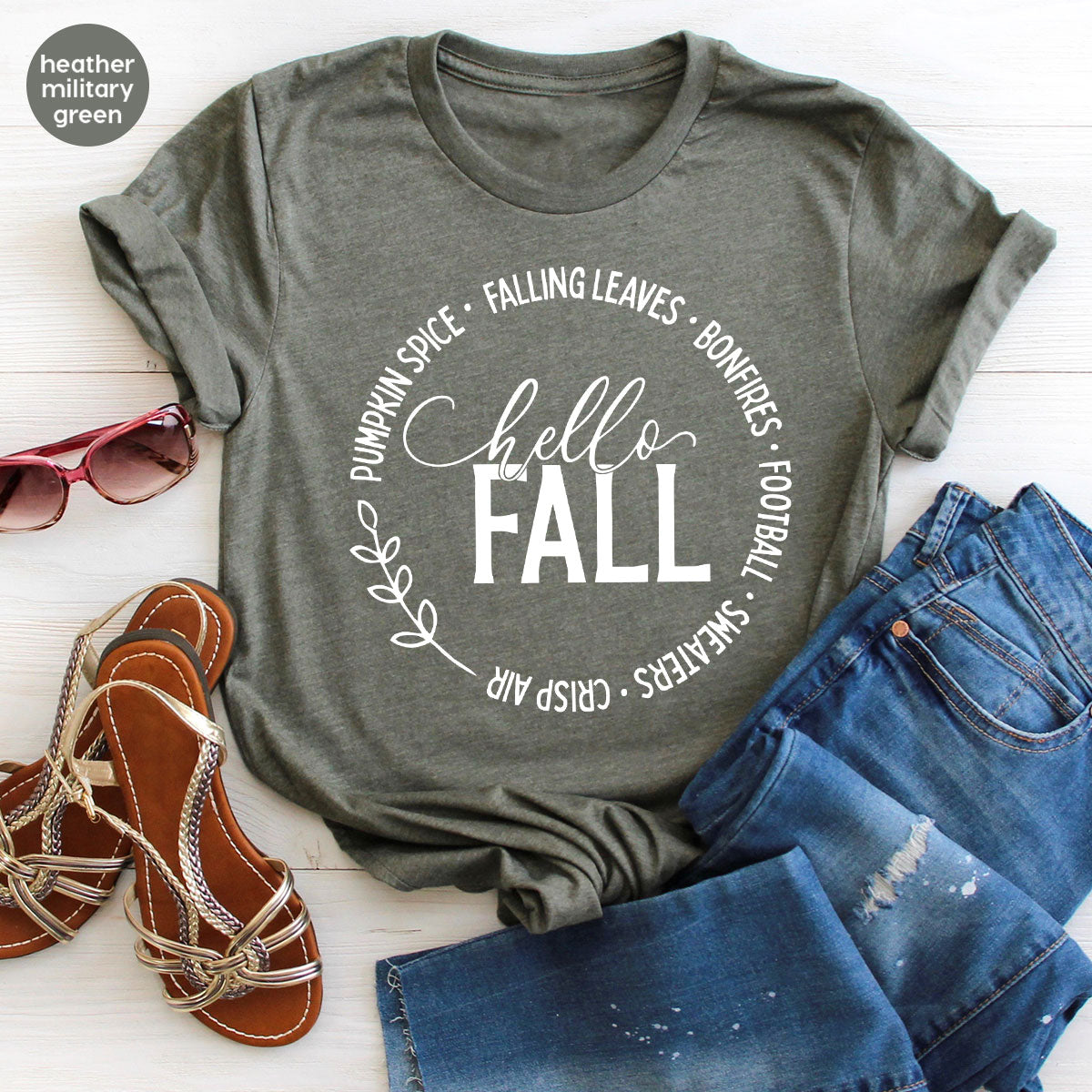 Falling Leaves Shirt, 2022 Pumpkin Season T-Shirt, Pumpkin Spice Shirt, Fall Circle Shirt