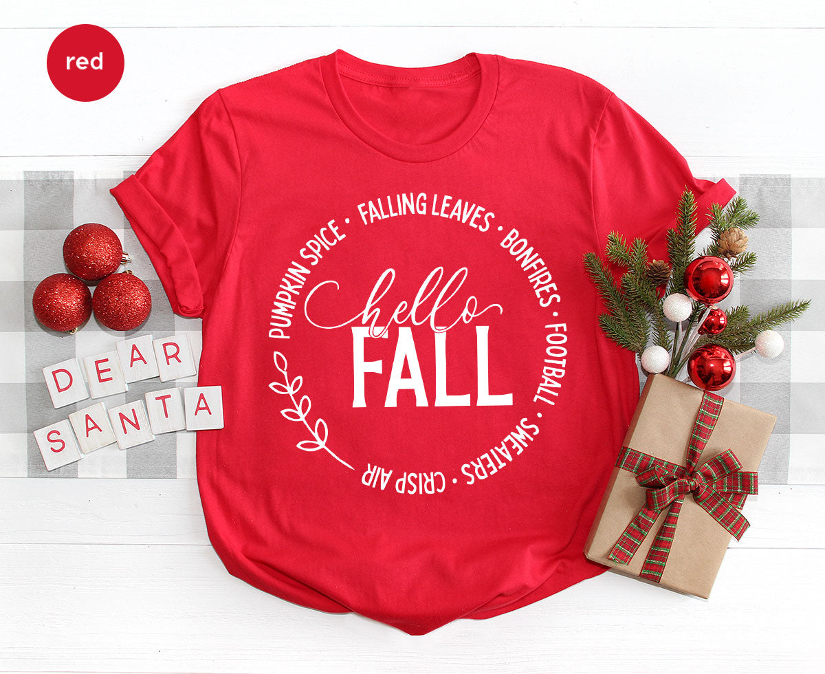 Falling Leaves Shirt, 2022 Pumpkin Season T-Shirt, Pumpkin Spice Shirt, Fall Circle Shirt