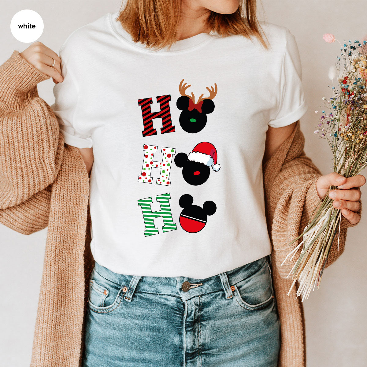 H For Christmas T-Shirt, Christmas Deer Shirt, Funny 2023 Christmas Tee For Family