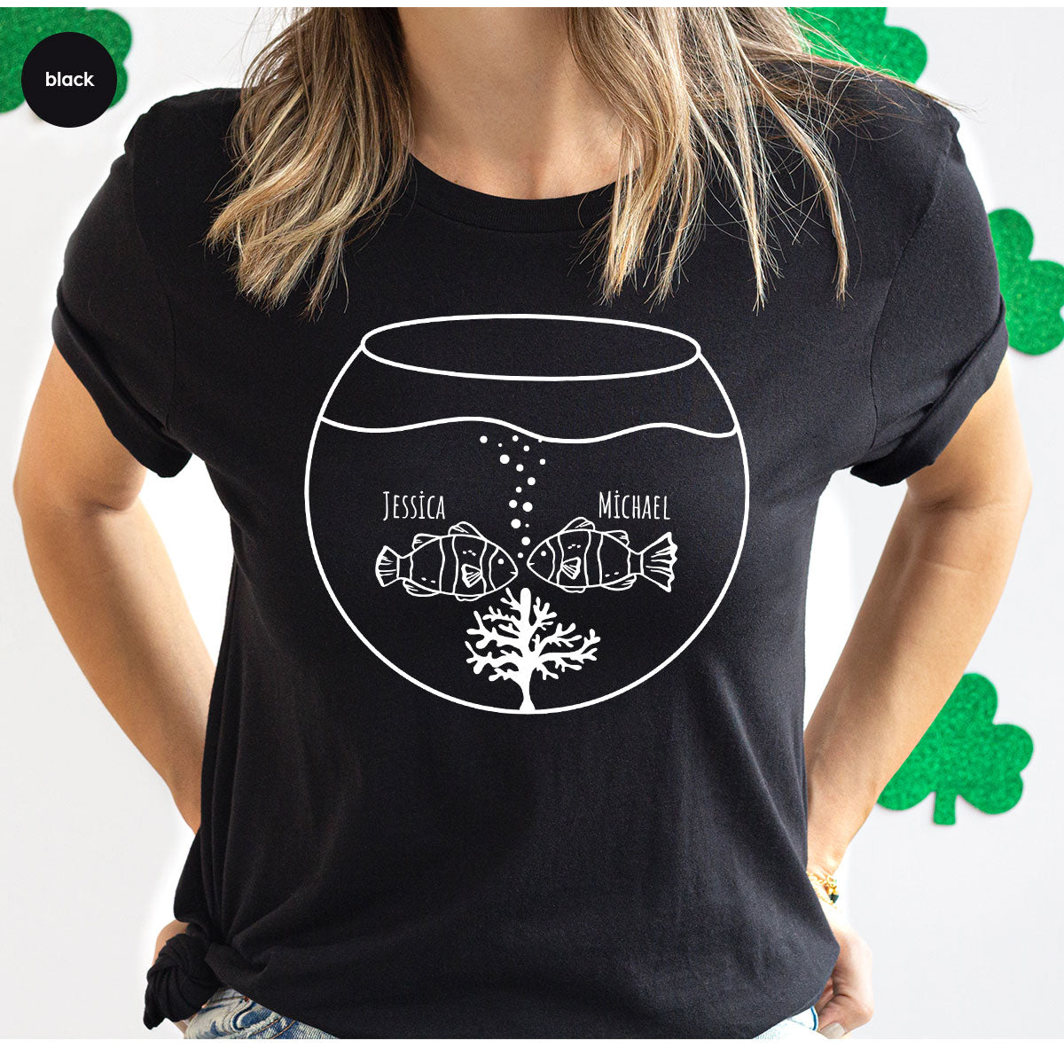 Fish Couple Shirt, Custom Name Shirt, Name on Couple Fish T-Shirt, Gift for Couples