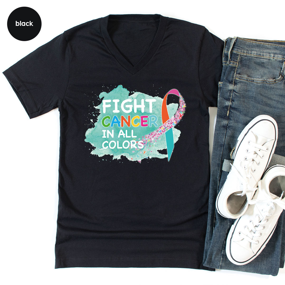 Fight Against Cancer Shirt, Cancer Warrior T-Shirt, Fight Cancer With All Colors Shirt