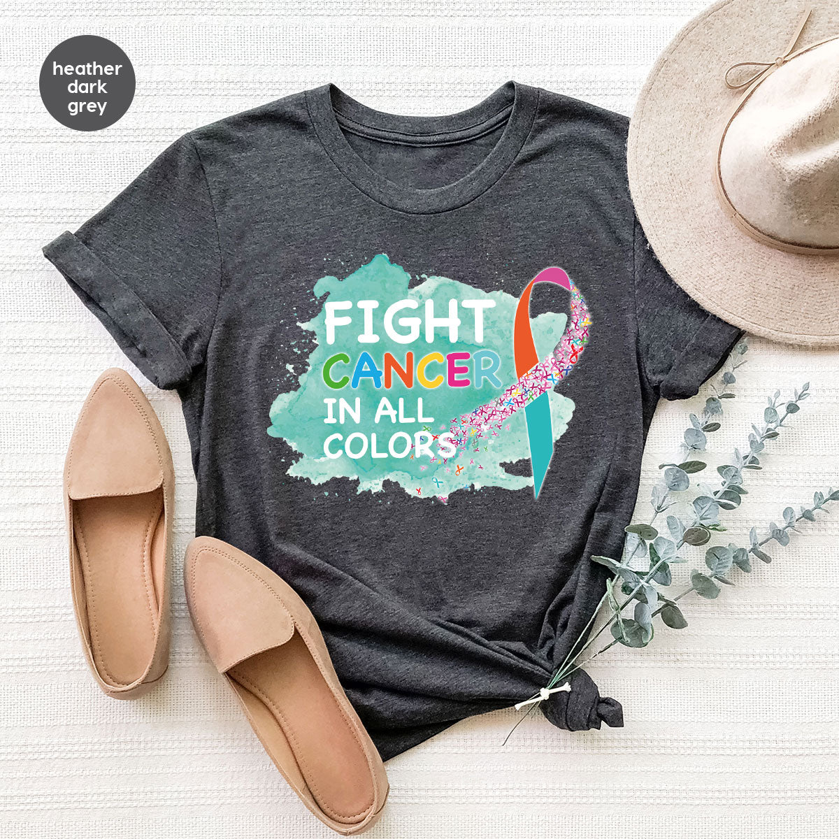 Fight Against Cancer Shirt, Cancer Warrior T-Shirt, Fight Cancer With All Colors Shirt