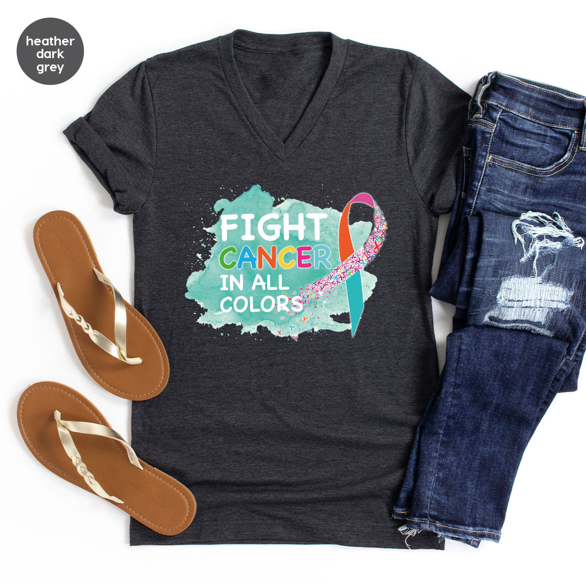 Fight Against Cancer Shirt, Cancer Warrior T-Shirt, Fight Cancer With All Colors Shirt