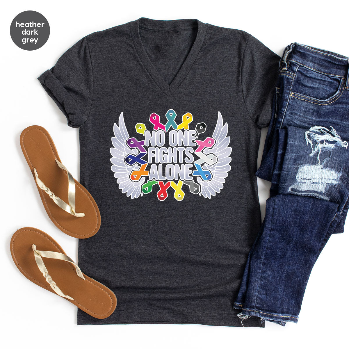 No One Fights Alone Shirt, Cancer Fighter T-Shirt, Cancer Warrior Tee