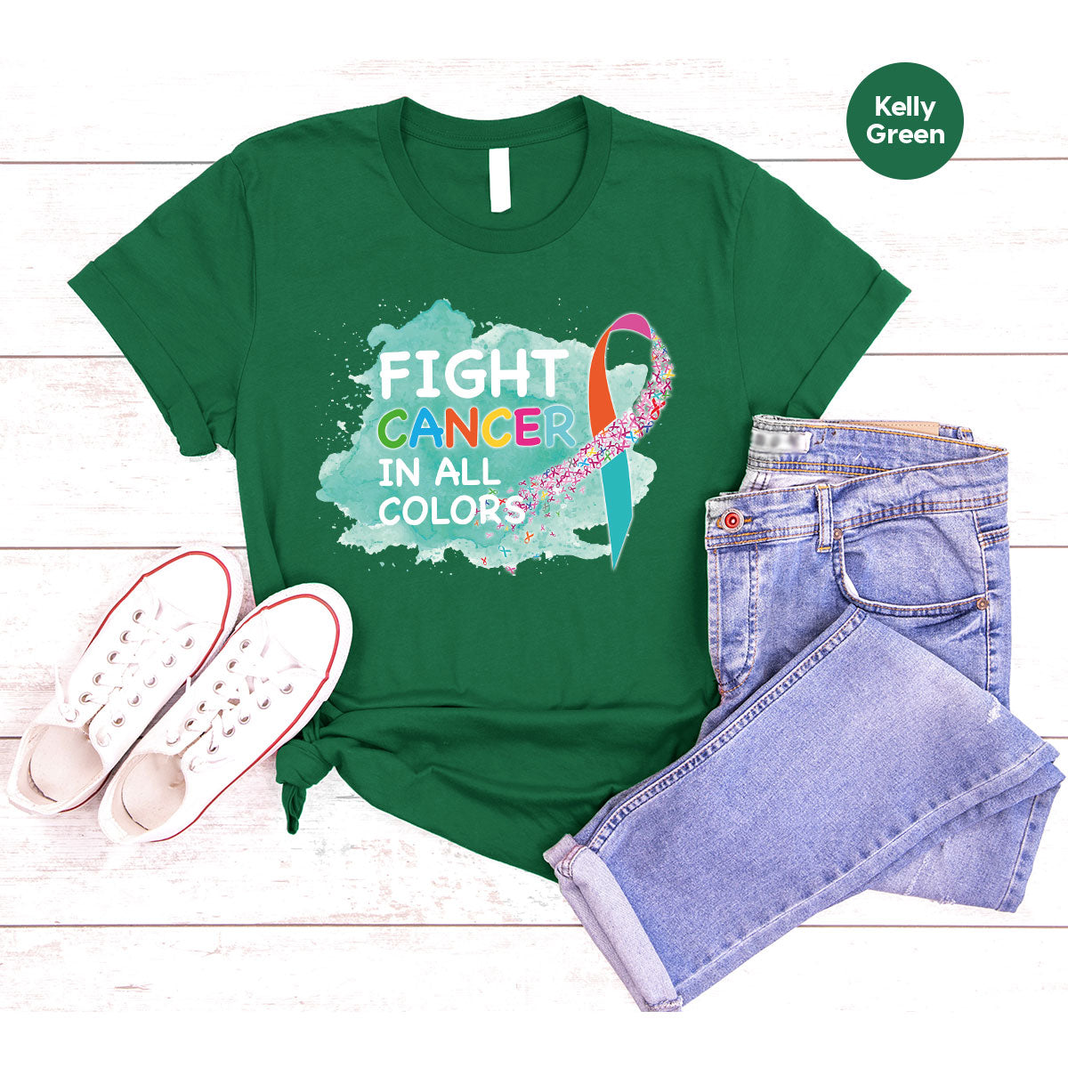 Fight Against Cancer Shirt, Cancer Warrior T-Shirt, Fight Cancer With All Colors Shirt