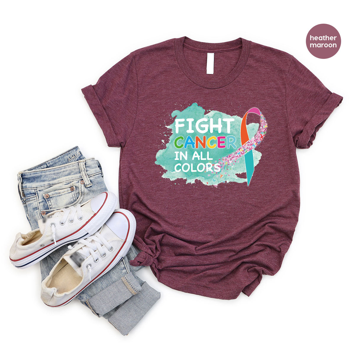Fight Against Cancer Shirt, Cancer Warrior T-Shirt, Fight Cancer With All Colors Shirt