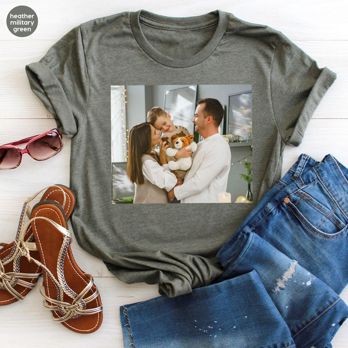 Custom Family T-Shirt, Customizable Photo Shirt, Baby Photo Tee, Family Custom Photo T-Shirt