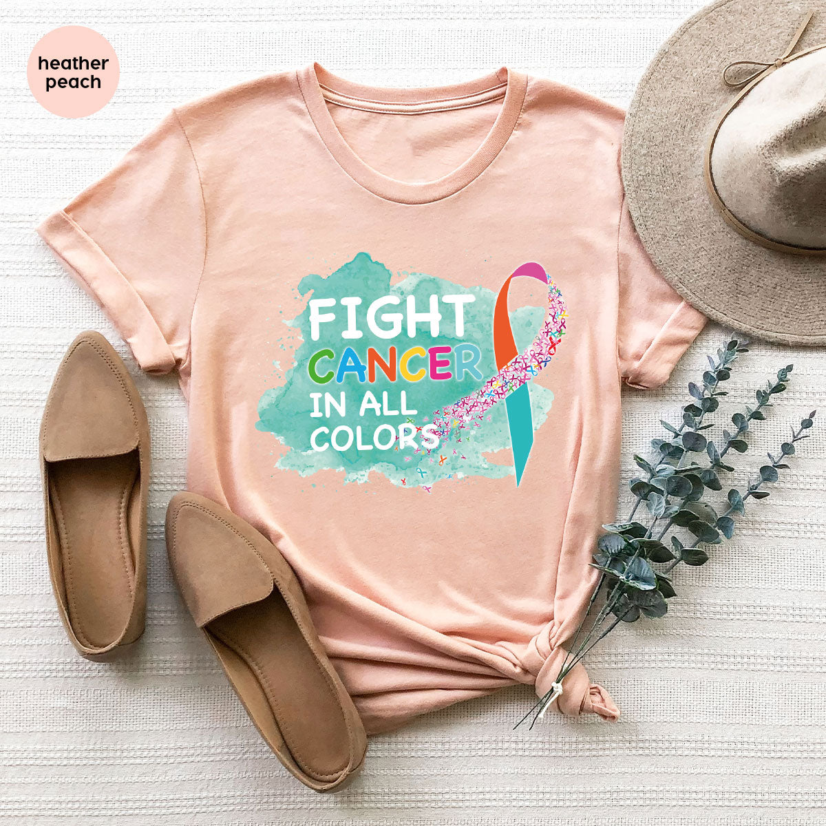Fight Against Cancer Shirt, Cancer Warrior T-Shirt, Fight Cancer With All Colors Shirt