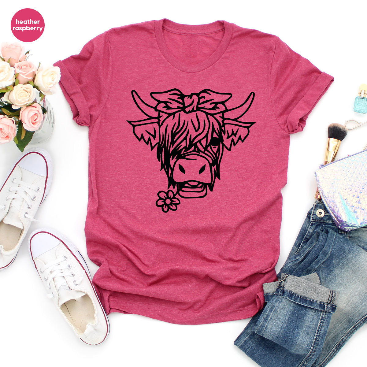 Cool Bull Shirt, Bull With Flower T-Shirt, Funny Bull T-Shirt