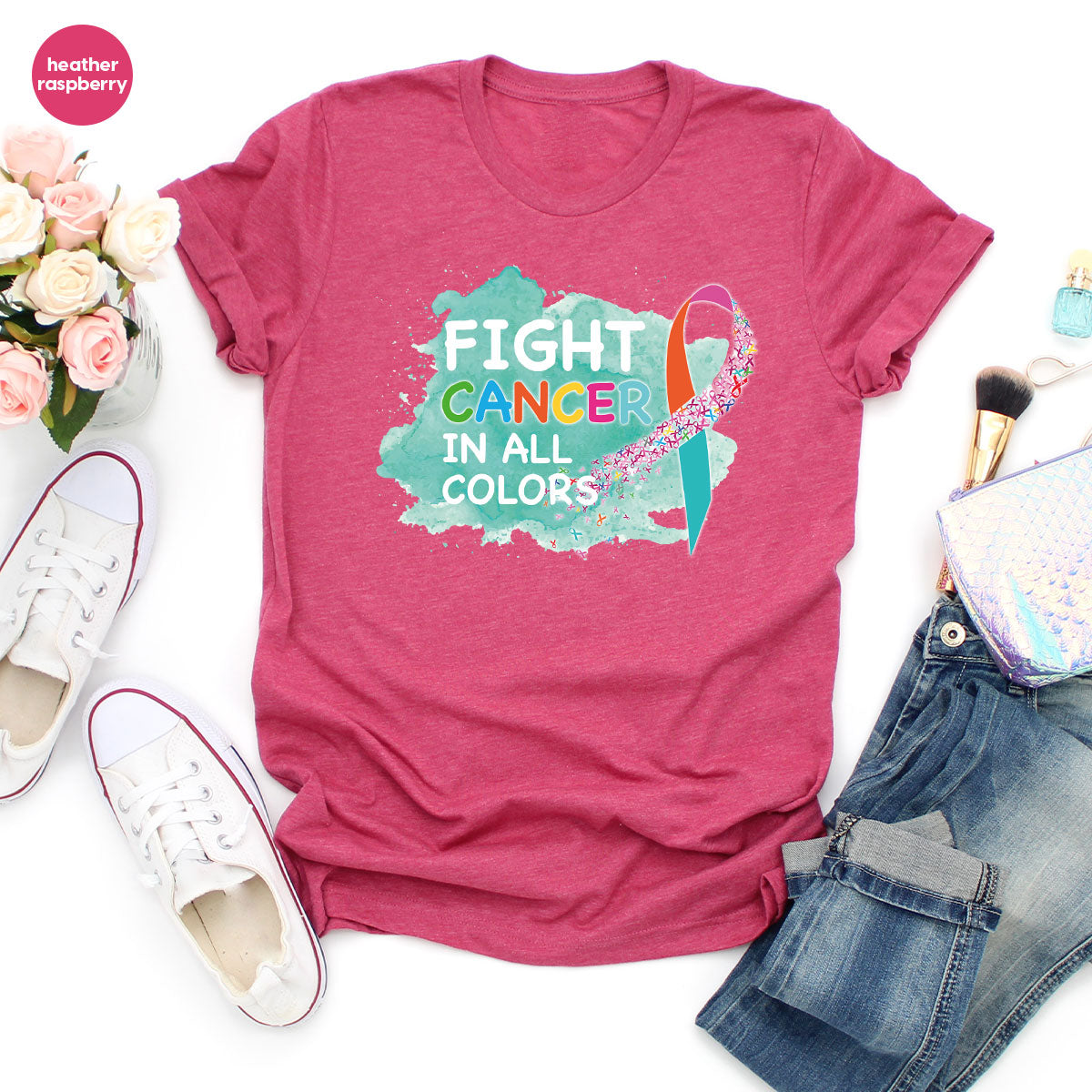 Fight Against Cancer Shirt, Cancer Warrior T-Shirt, Fight Cancer With All Colors Shirt