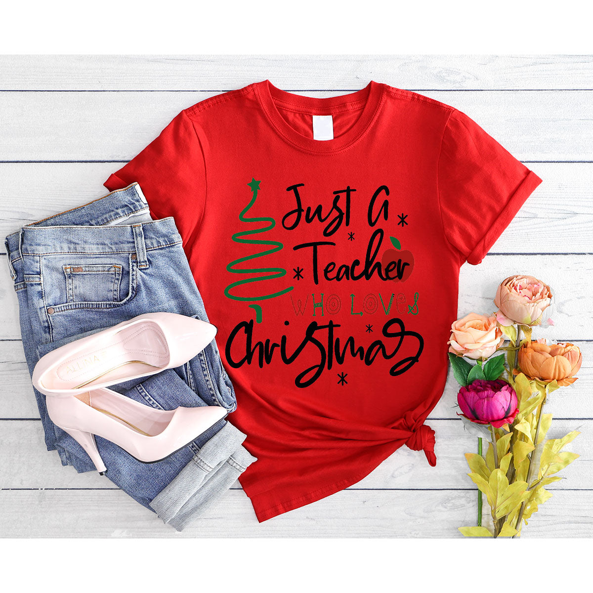 2023 Christmas Love Shirt, Just A Teach Who Loves Christmas Tee, Xmas 2023 Design T-Shirt