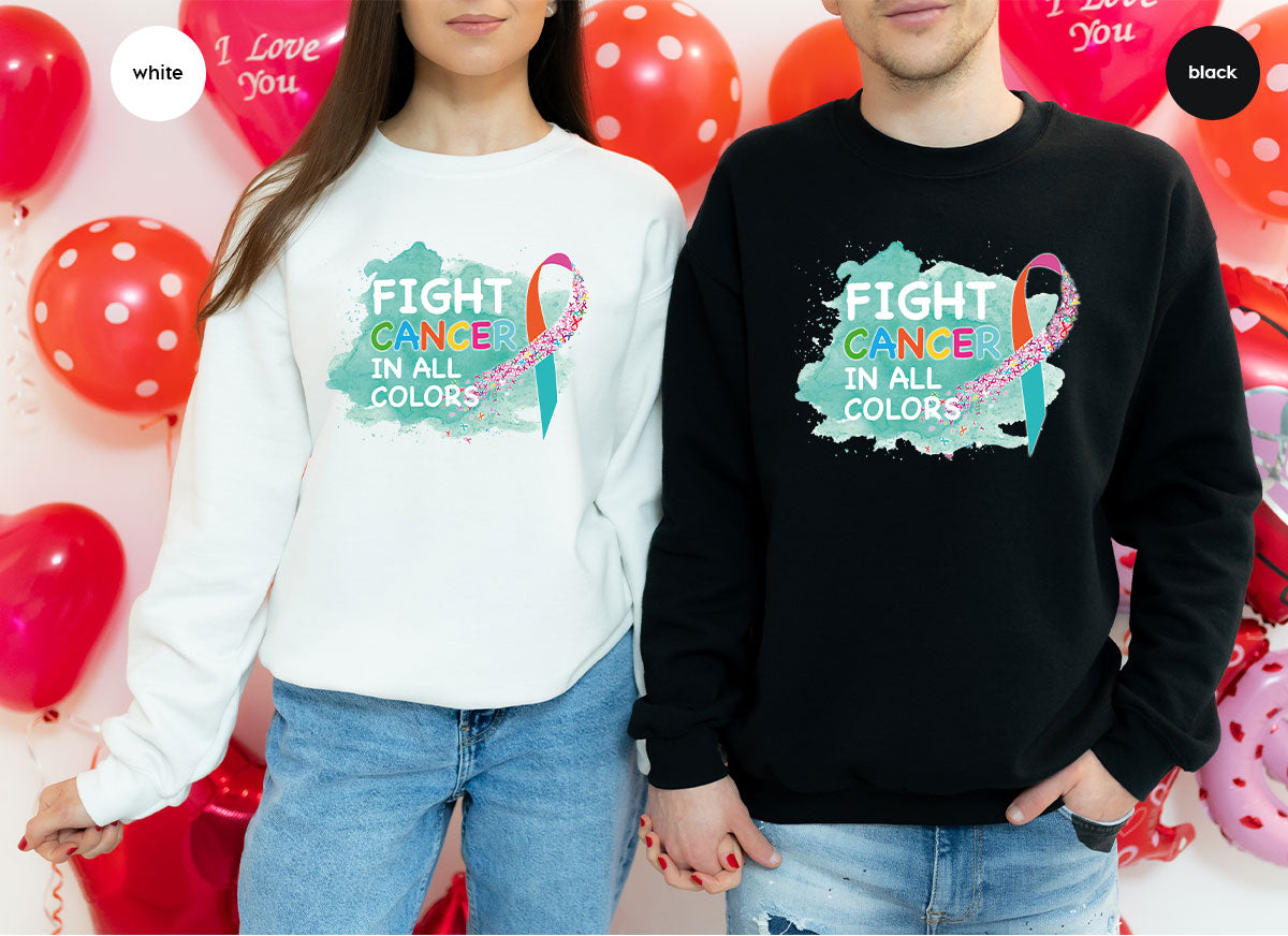 Fight Against Cancer Shirt, Cancer Warrior T-Shirt, Fight Cancer With All Colors Shirt