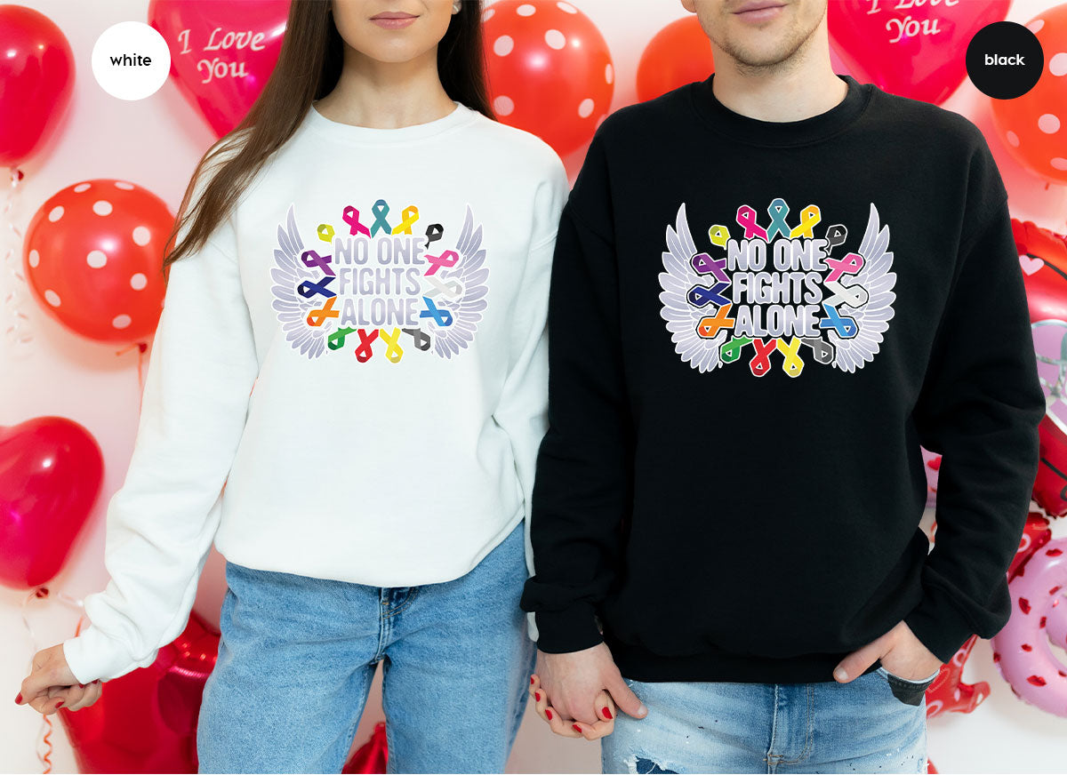 No One Fights Alone Shirt, Cancer Fighter T-Shirt, Cancer Warrior Tee