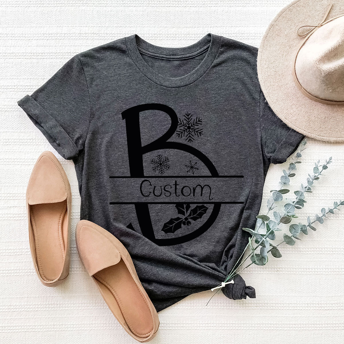 Custom Christmas T-Shirt, White Peach Design Shirt, Christmas Personalized Shirt