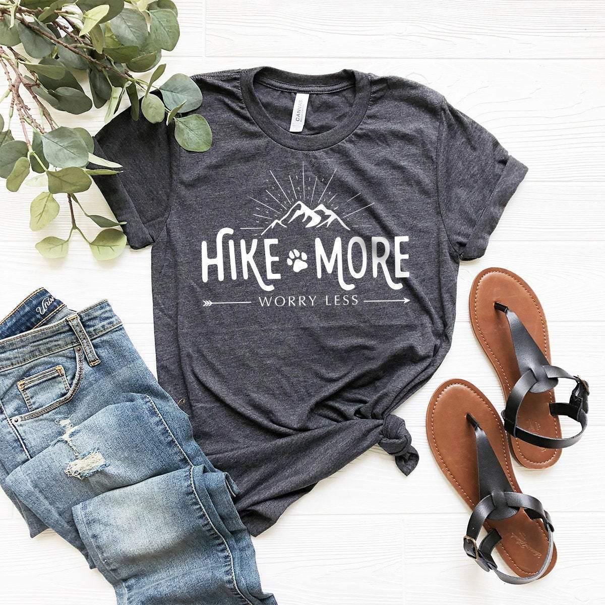 Hiking Shirt,Camping Shirt,Adventure Shirt,Climbing Shirt,Camper Shirt,Hike More Worry Less Shirt,Wanderlust Shirt, - Fastdeliverytees.com