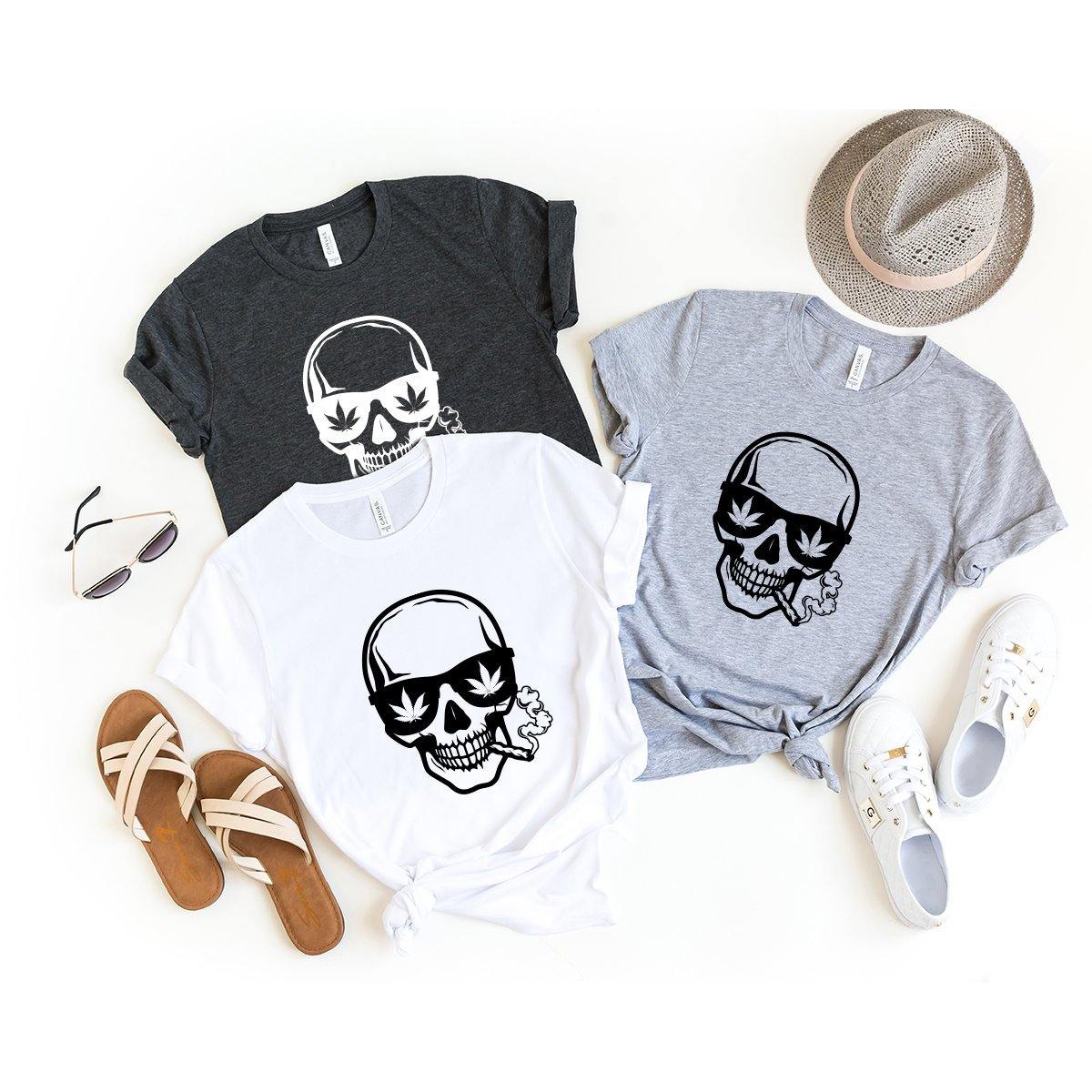 Skull Smoking Joint Shirt, Weed Shirt, Skull Smoking Weed Shirt, Funny Weed Shirt, Marijuana Shirt, Stoner Shirt, Cannabis Shirt, 420 Shirt - Fastdeliverytees.com