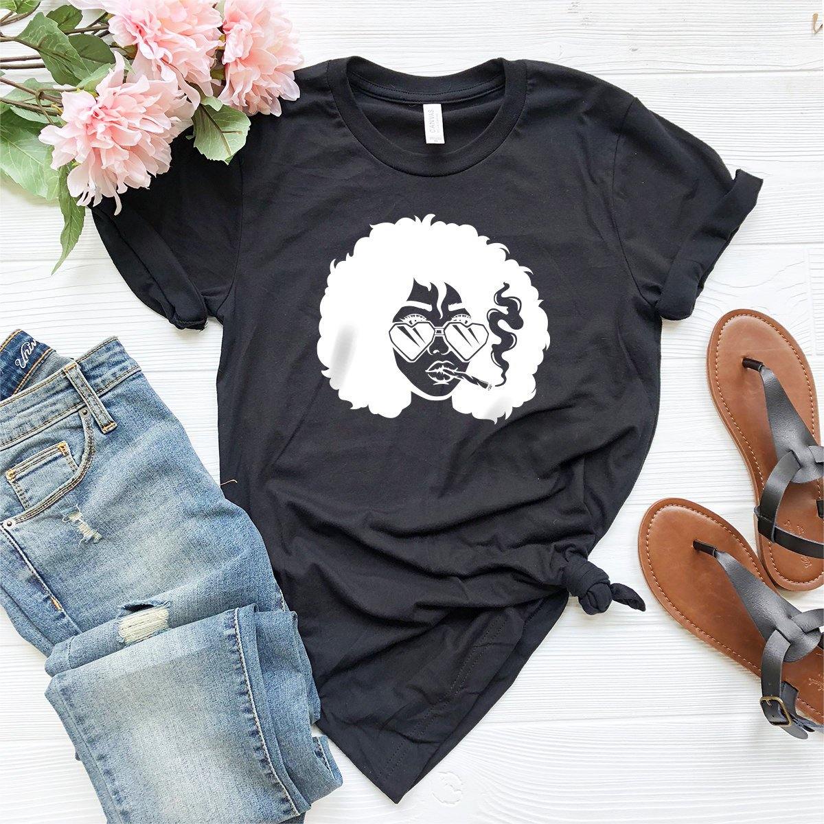Afro Girl Smoking Shirt, Weed Shirt, Afro Girl Shirt, Weed Tee, Funny Weed Shirt, Marijuana Shirt, Stoner Shirt, Cannabis Shirt, 420 Shirt - Fastdeliverytees.com