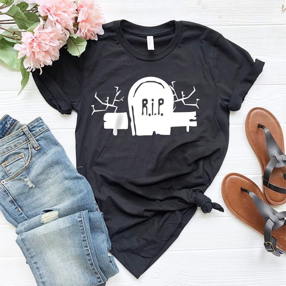 R.I.P Halloween T-Shirt, Funny RIP Halloween Shirt, Scary Halloween Shirt, Halloween Tee, Scary Tombstone Shirt, Scoopy Creepy Tombstone Tee - Fastdeliverytees.com