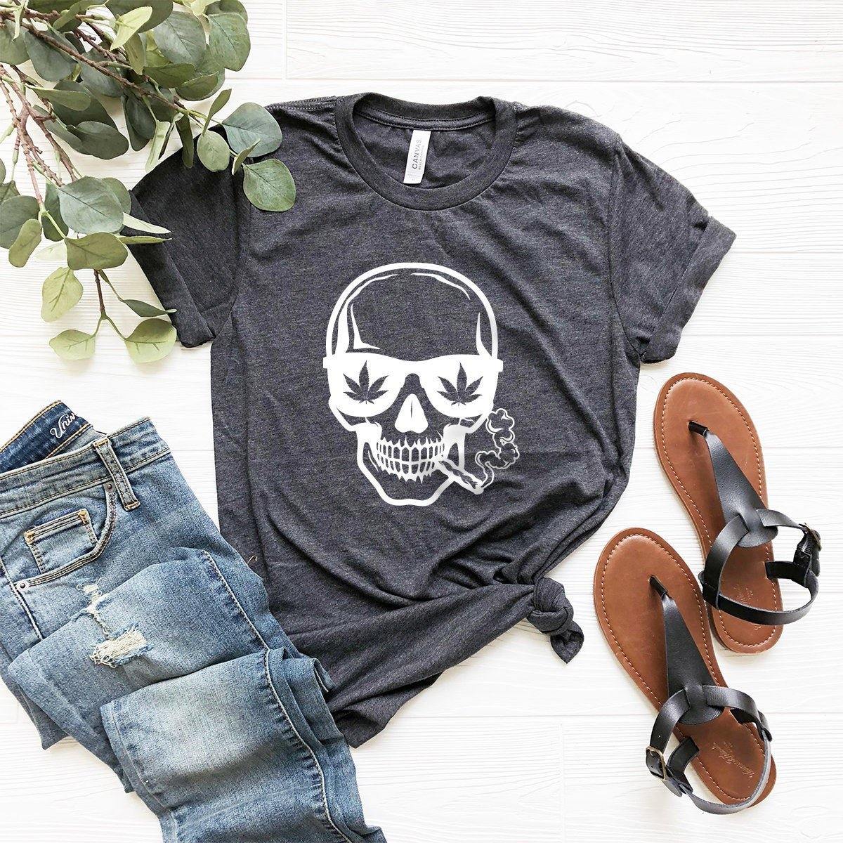 Skull Smoking Joint Shirt, Weed Shirt, Skull Smoking Weed Shirt, Funny Weed Shirt, Marijuana Shirt, Stoner Shirt, Cannabis Shirt, 420 Shirt - Fastdeliverytees.com