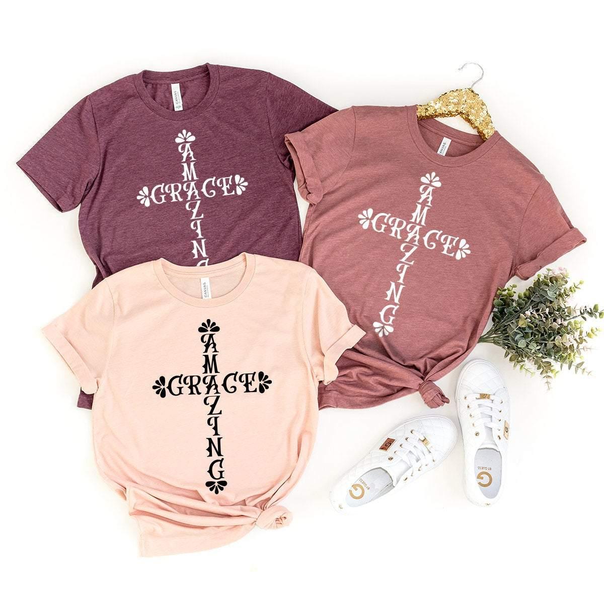 Amazing Grace T-Shirt, Christian Shirt, Grace To Jesus Shirt, Jesus Shirt, Religious Shirt, Faith Cross Shirt, Christian Graphic T-Shirt - Fastdeliverytees.com